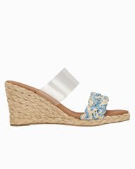 André Assous Anfisa Raffia Wedges - Clear/Blue/Natural