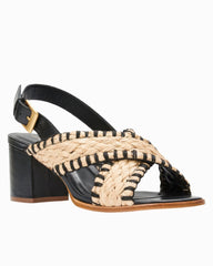 André Assous Hazel Black Block Heels - Black/Natural