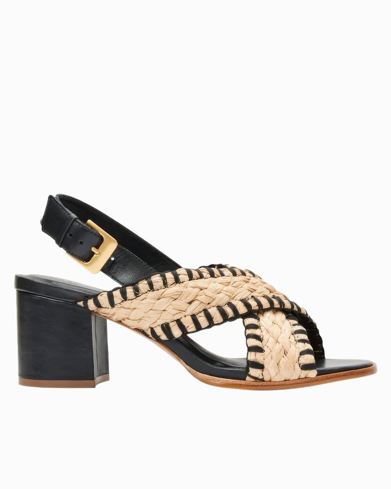 André Assous Hazel Black Block Heels - Black/Natural