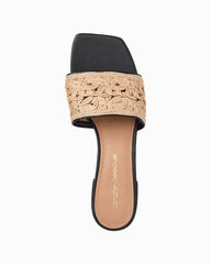 André Assous Jacin Raffia Sandals - Natural/Black