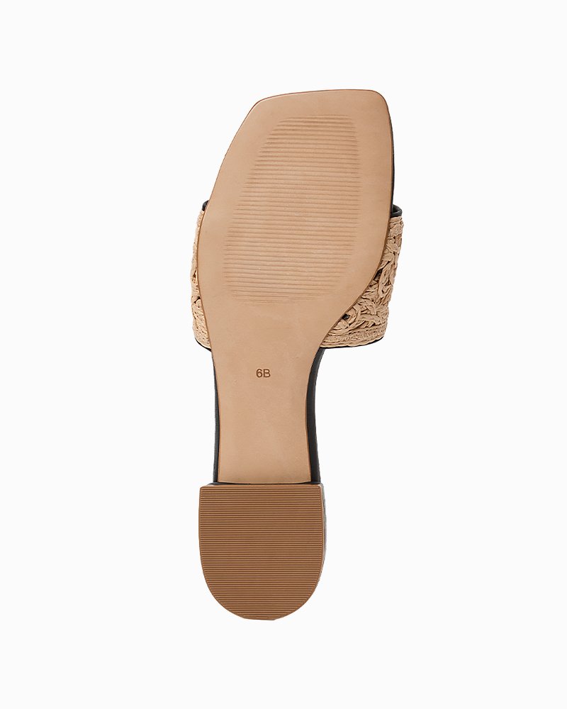 André Assous Jacin Raffia Sandals - Natural/Black