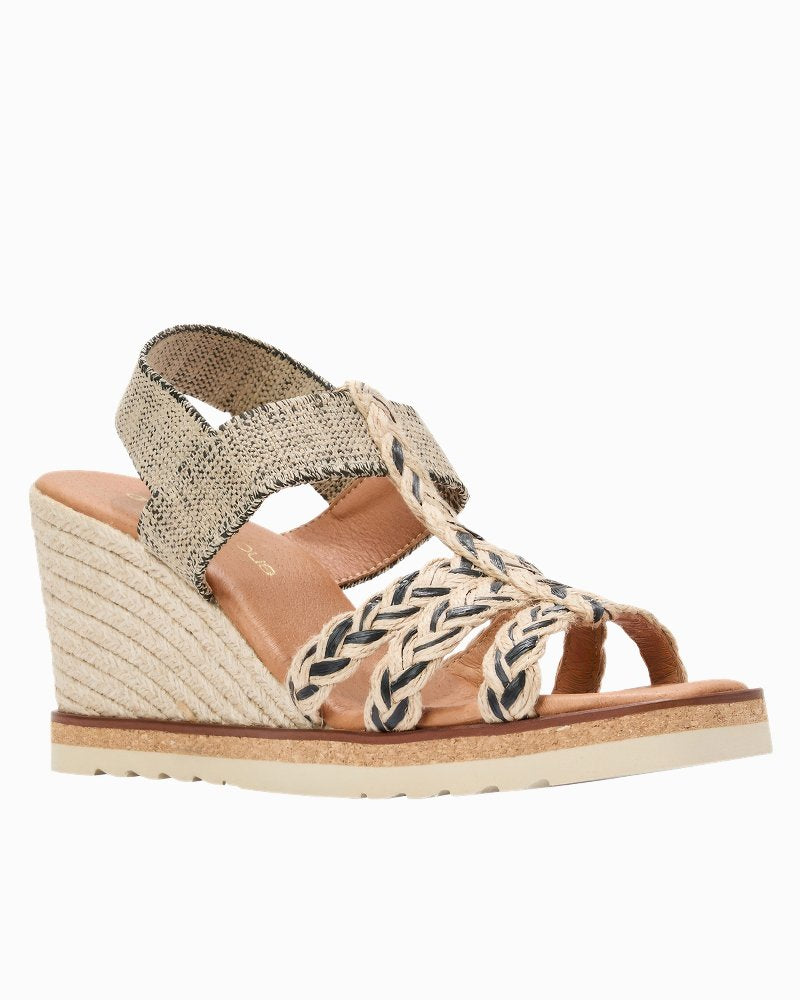 André Assous Maria Wedges - Black/Natural