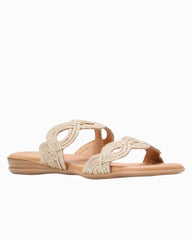 André Assous Nizzie Raffia Featherweights Sandals - Natural/Platino