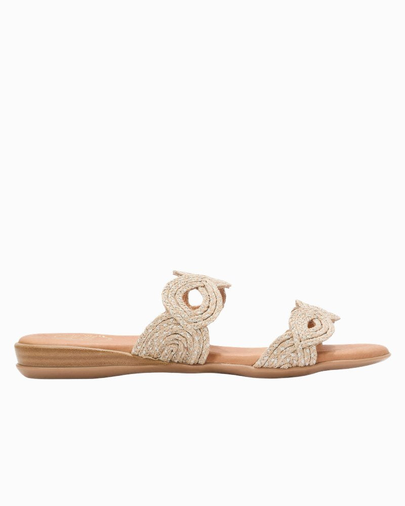 André Assous Nizzie Raffia Featherweights Sandals - Natural/Platino