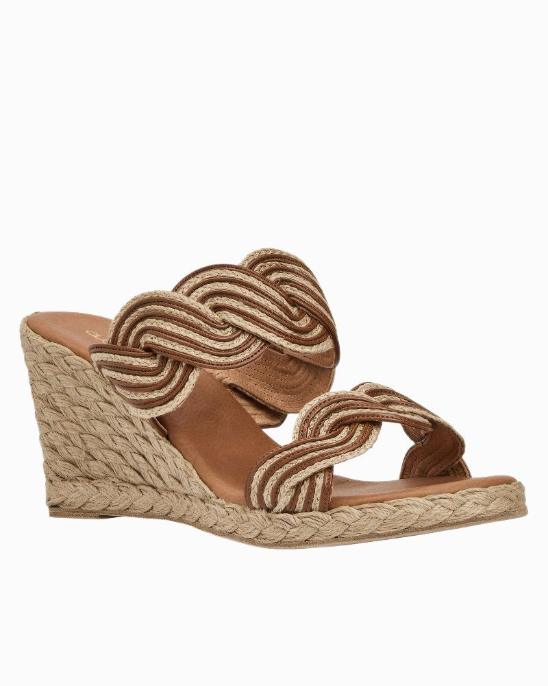 André Assous Nolita Twist Wedges - Natural/Cognac