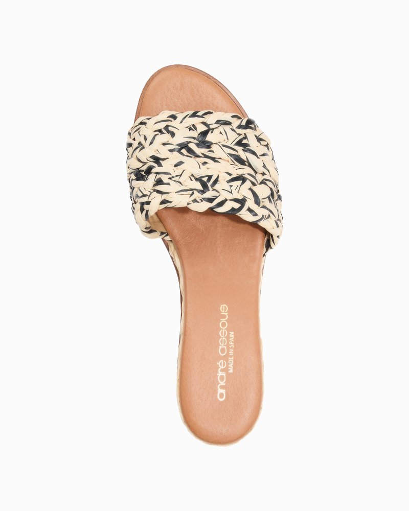 André Assous Nessie Raffia Wedges - Natural/Black