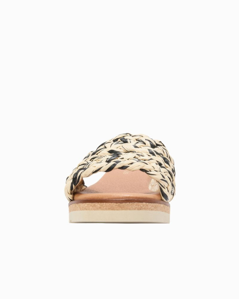 André Assous Nessie Raffia Wedges - Natural/Black
