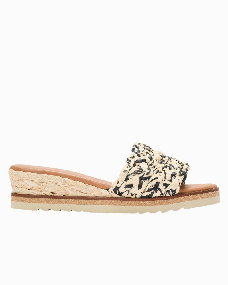 André Assous Nessie Raffia Wedges - Natural/Black