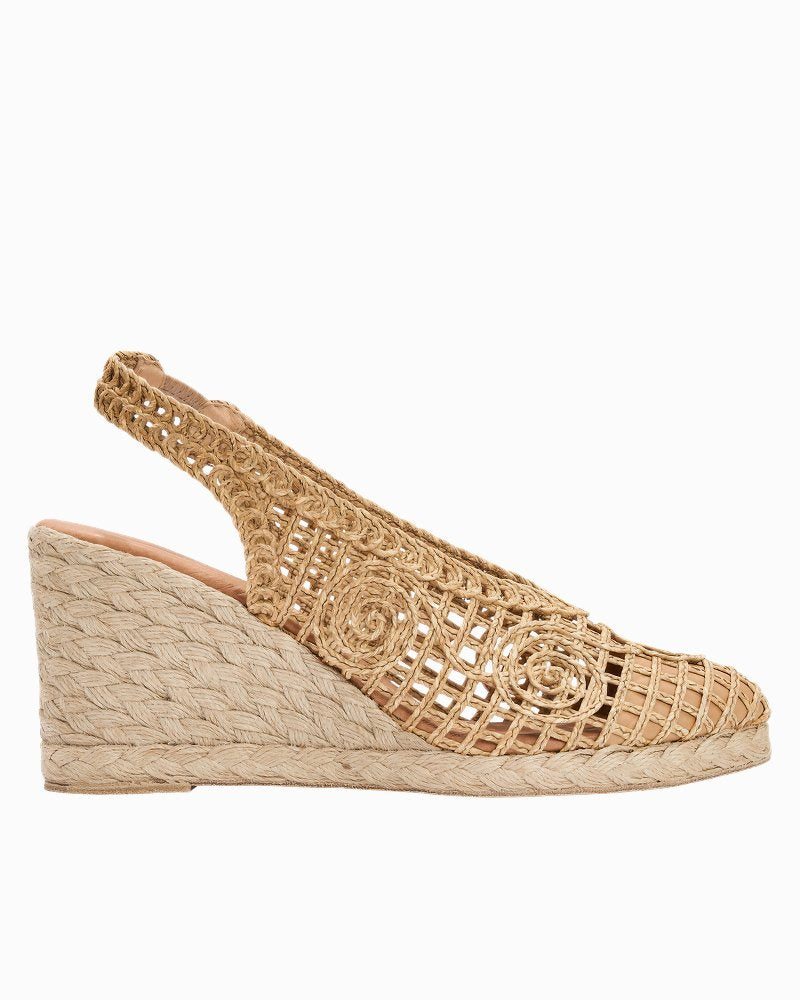 André Assous Pamala Raffia Slingback Wedges - Natural Raffia