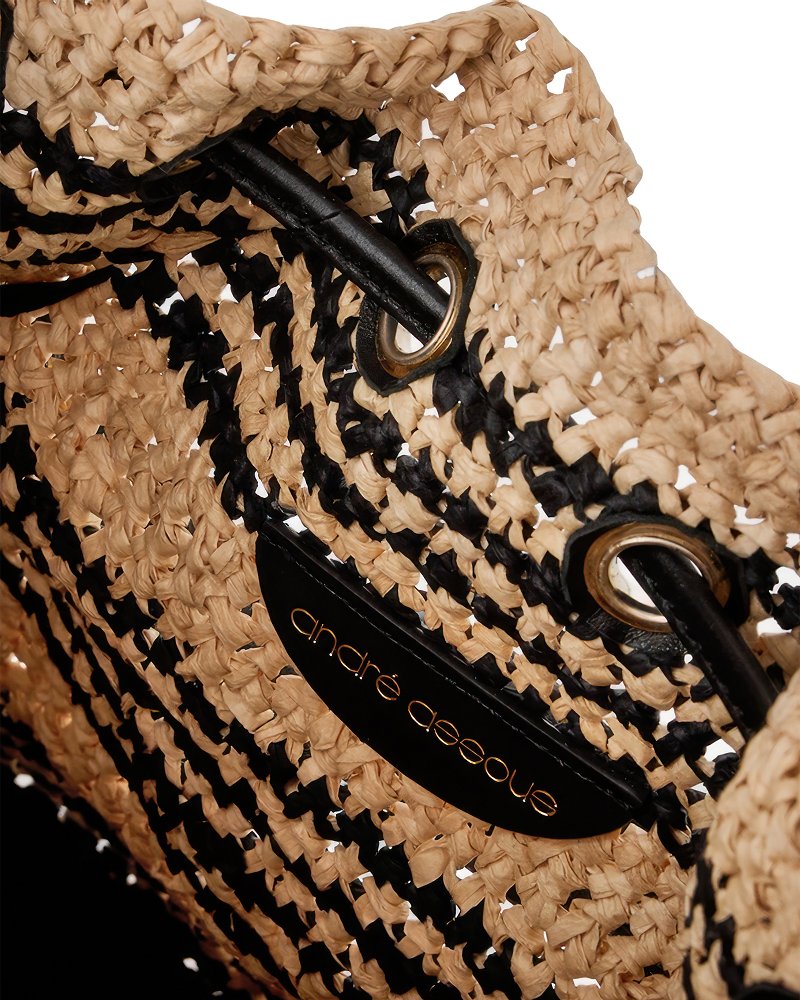 André Assous Bella Convertible Bucket Bag - Natural/Black