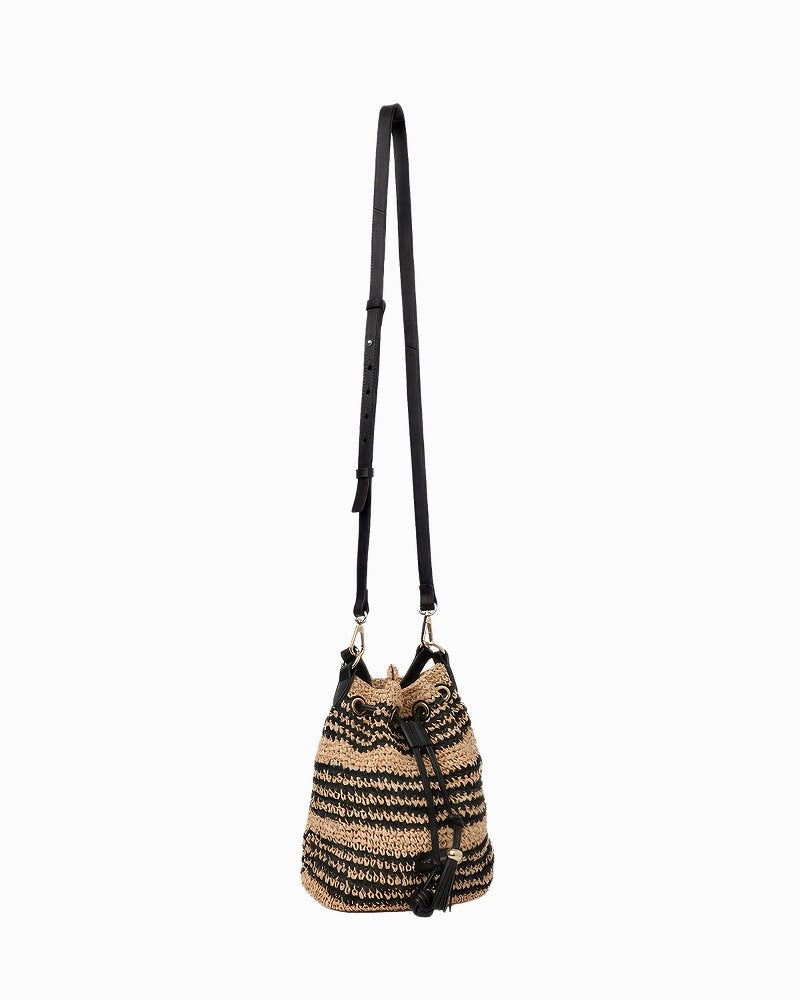 André Assous Bella Convertible Bucket Bag - Natural/Black