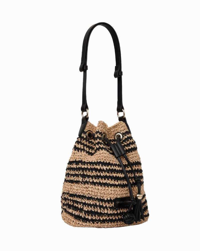 André Assous Bella Convertible Bucket Bag - Natural/Black