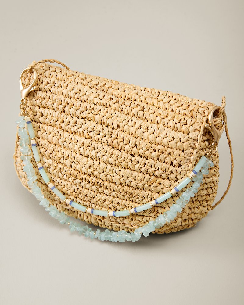 Layered &amp; Beaded Bag Chain - Mint