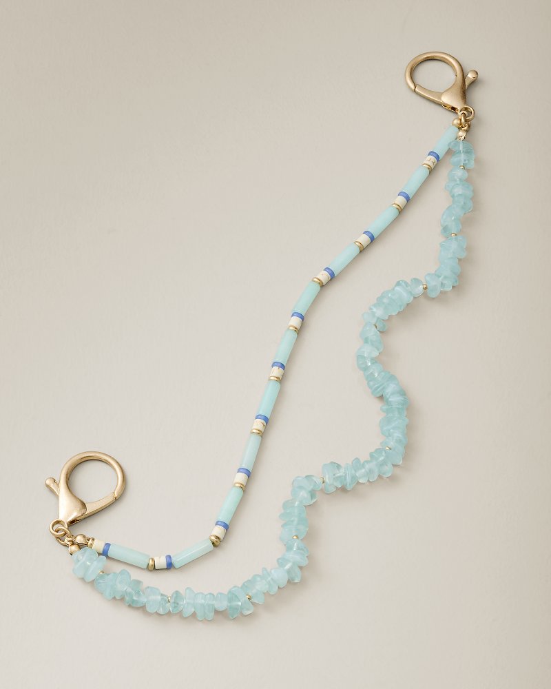 Layered &amp; Beaded Bag Chain - Mint