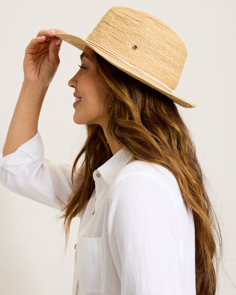Adranna Braided Raffia Hat - Natural/White