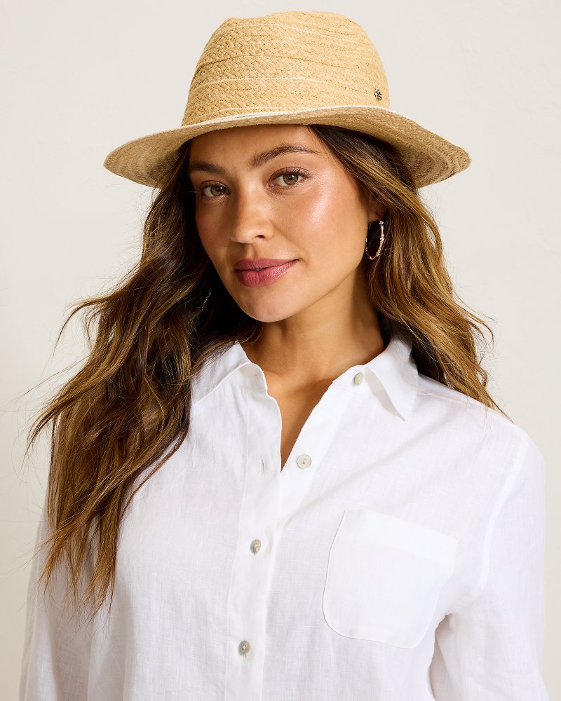 Adranna Braided Raffia Hat - Natural/White