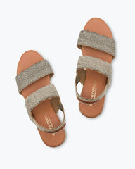André Assous Allison Stretch-Linen Wedges - Black/Beige