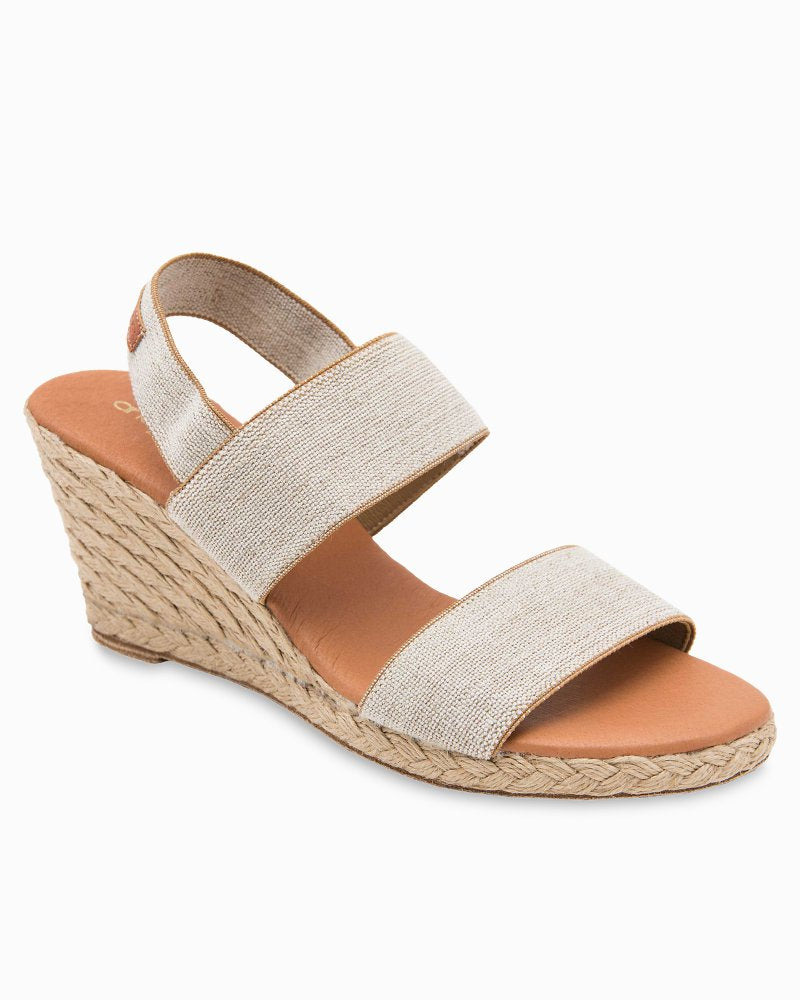 André Assous Allison Stretch-Linen Wedges - Beige Linen