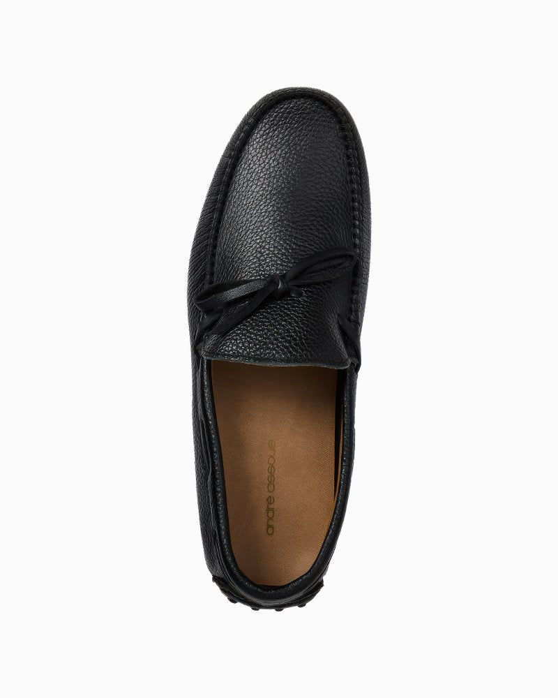 André Assous Gabe Black Tumbled Leather Loafers - Black