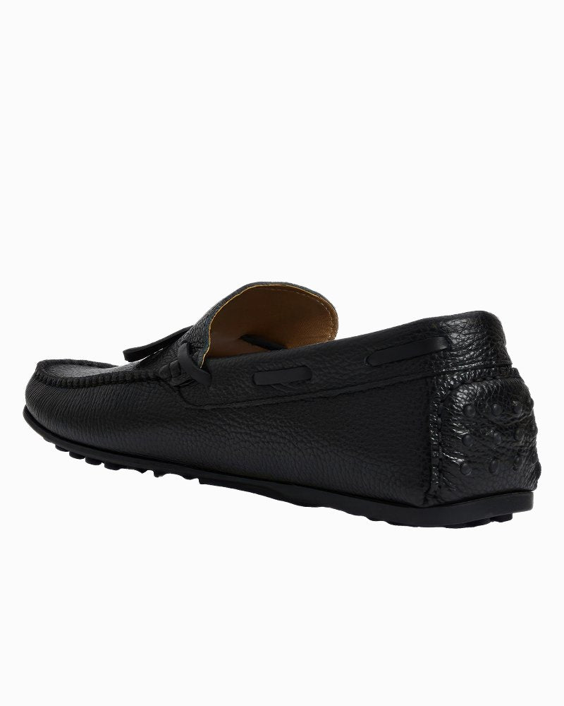 André Assous Gabe Black Tumbled Leather Loafers - Black