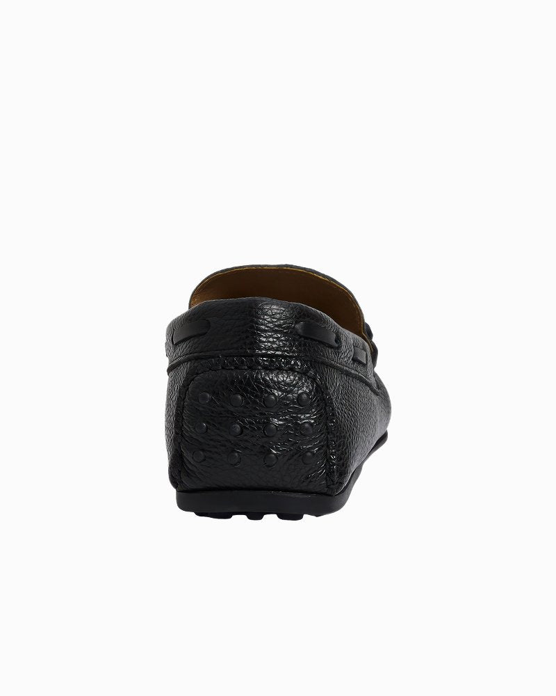 André Assous Gabe Black Tumbled Leather Loafers - Black