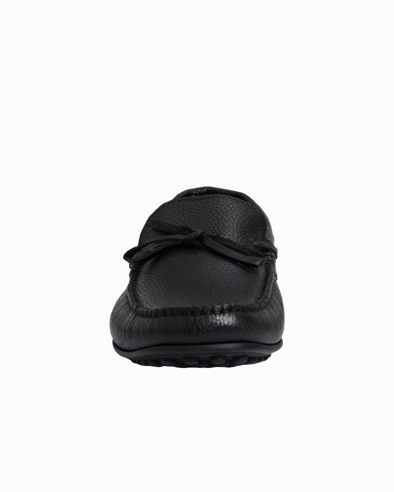 André Assous Gabe Black Tumbled Leather Loafers - Black