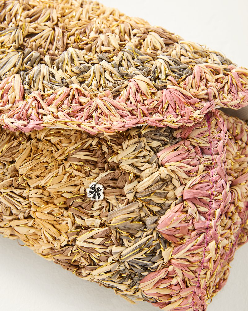 Barmeja Lux Crochet Raffia Clutch - Nude/Gold