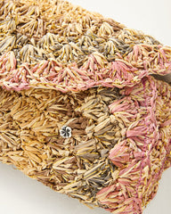 Barmeja Lux Crochet Raffia Clutch - Nude/Gold