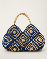 Stormi Raffia Tote - Cobalt