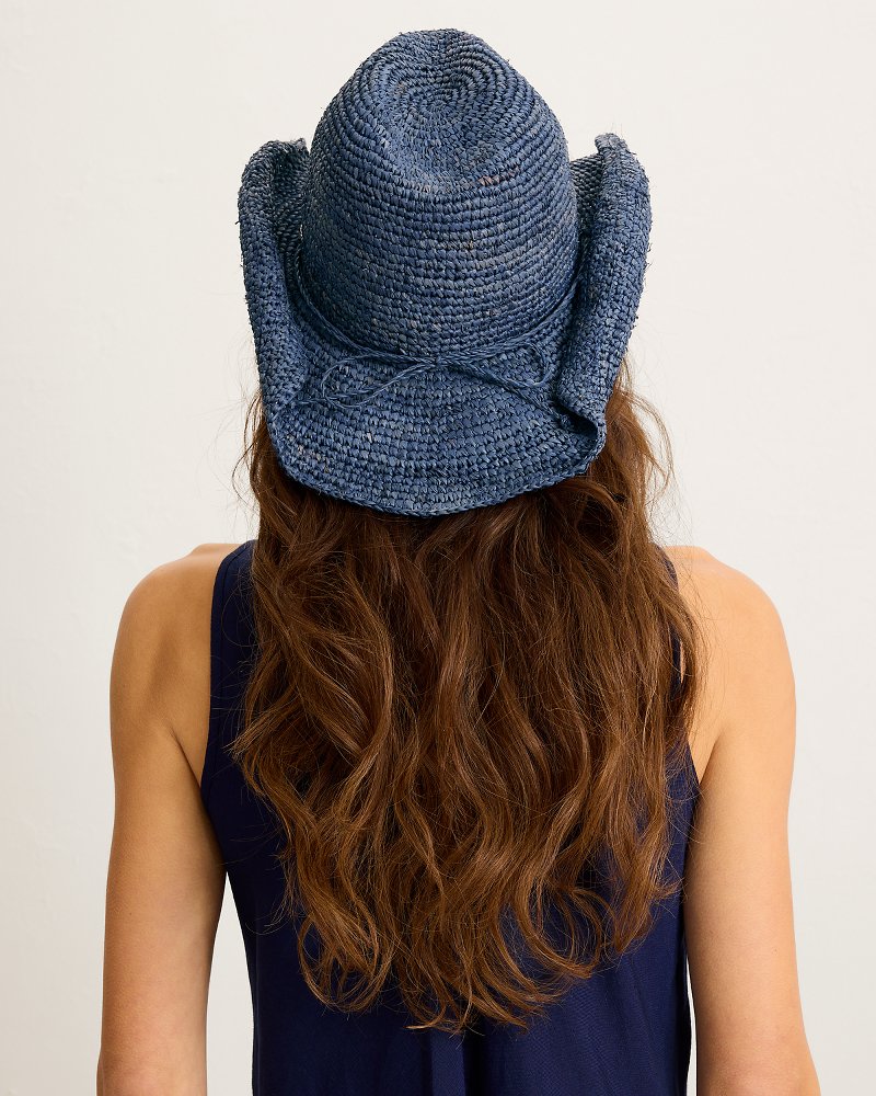 Billie Raffia Packable Cowboy Hat - Midnight