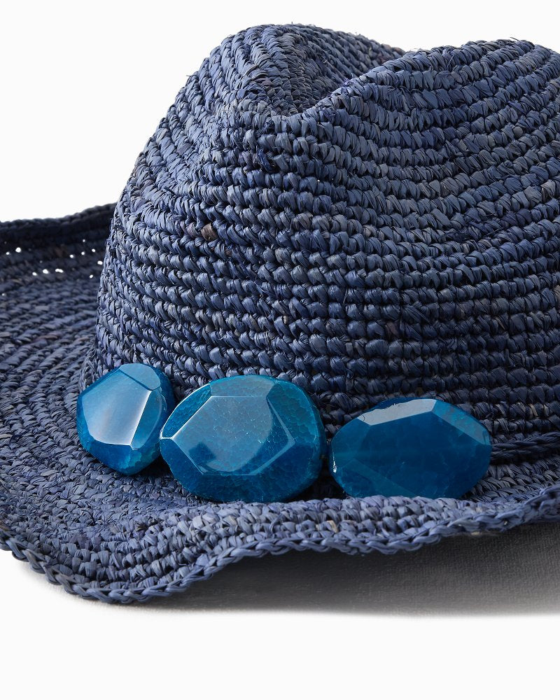 Billie Raffia Packable Cowboy Hat - Midnight