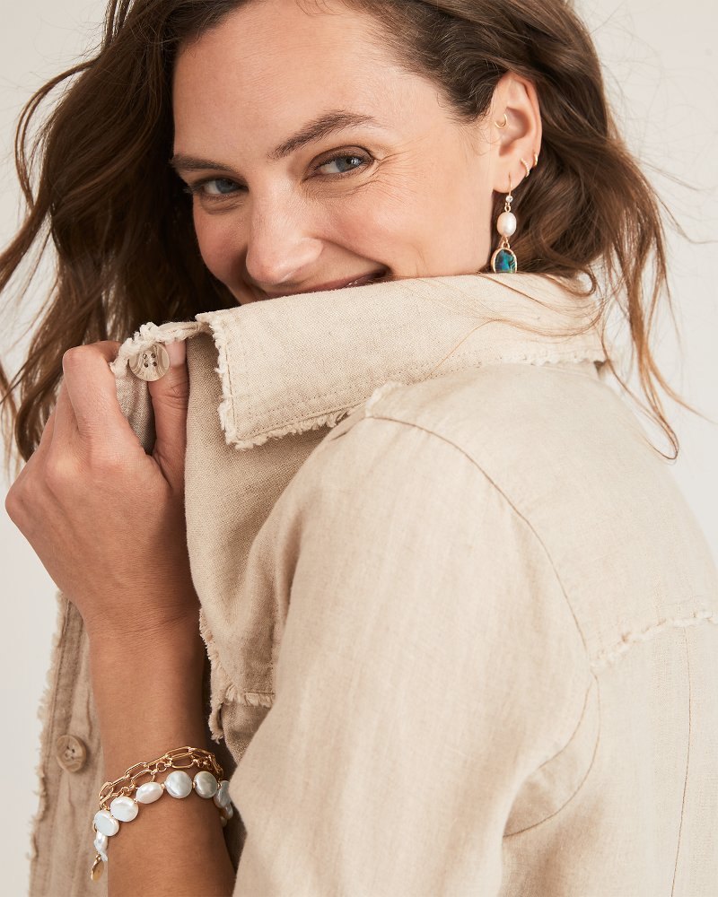 Rose Coast Link &amp; Pearl Bracelet Set - Gold