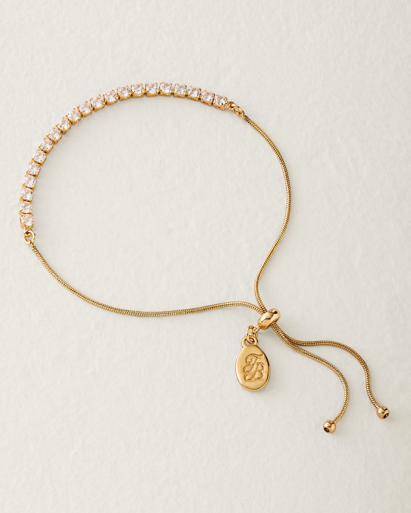 Hibiscus Charm Cup Chain Gold-Tone Pull-Tie Bracelet - Gold