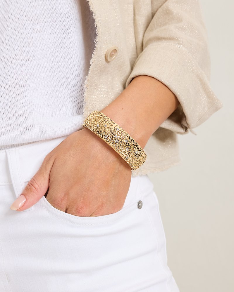 Harbor Glow Textured Hinge Bracelet - Gold
