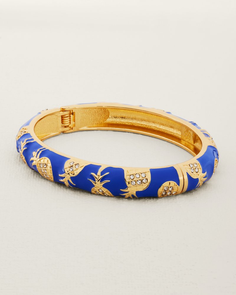 Harbor Glow Pineapple Blue Enamel Hinge Bracelet - Blue