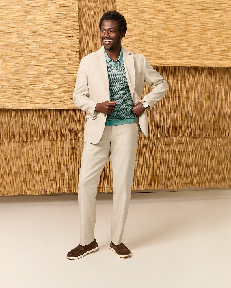 Big &amp; Tall Latigo Beach Linen-Blend Flat-Front Pants - Stone Khaki
