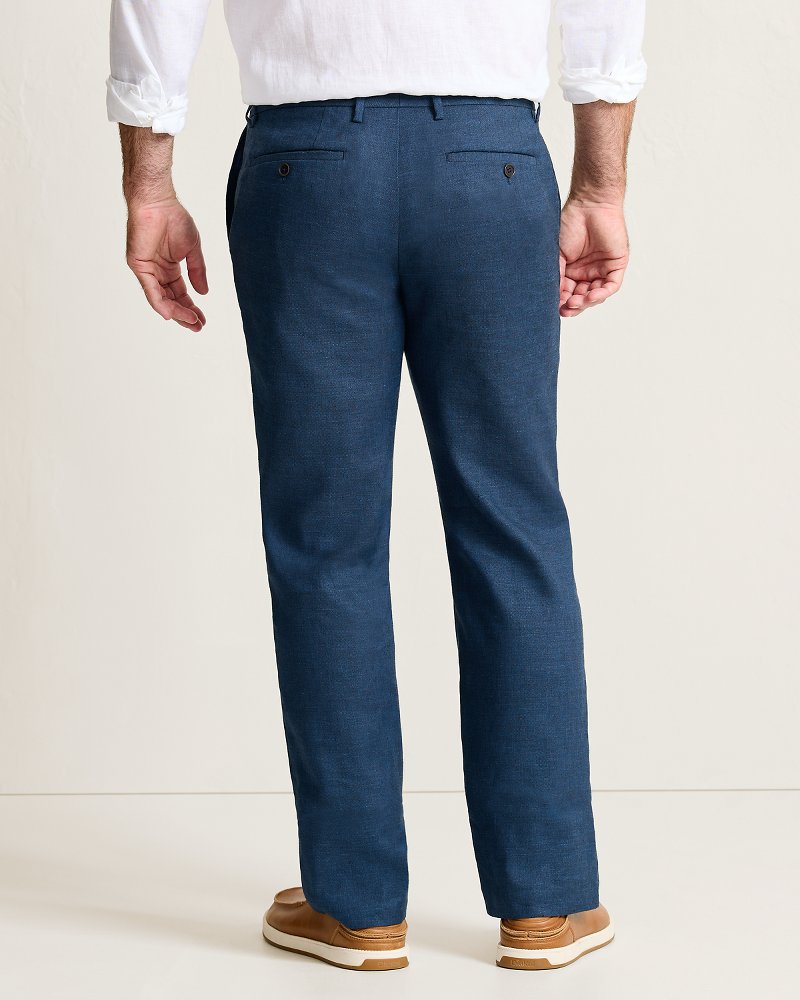 Big &amp; Tall Latigo Beach Linen-Blend Flat-Front Pants - Navy