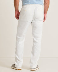 Big &amp; Tall Beach Coast Stretch-Linen E-Waist Pants - White