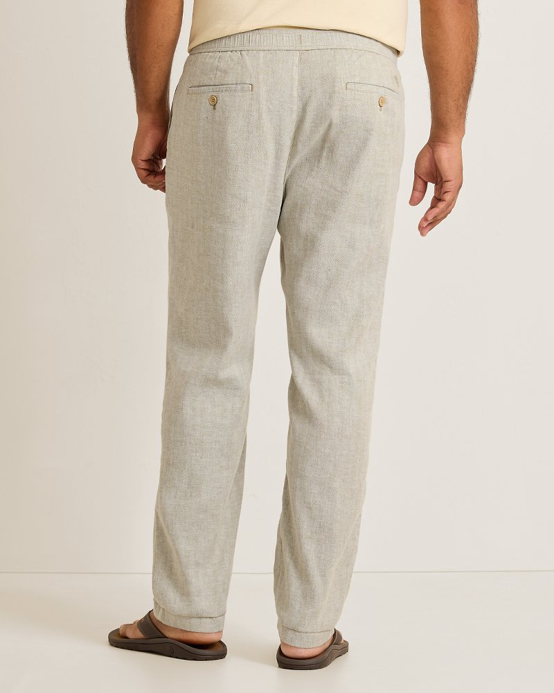 Big &amp; Tall Beach Coast Stretch-Linen E-Waist Pants - Beach