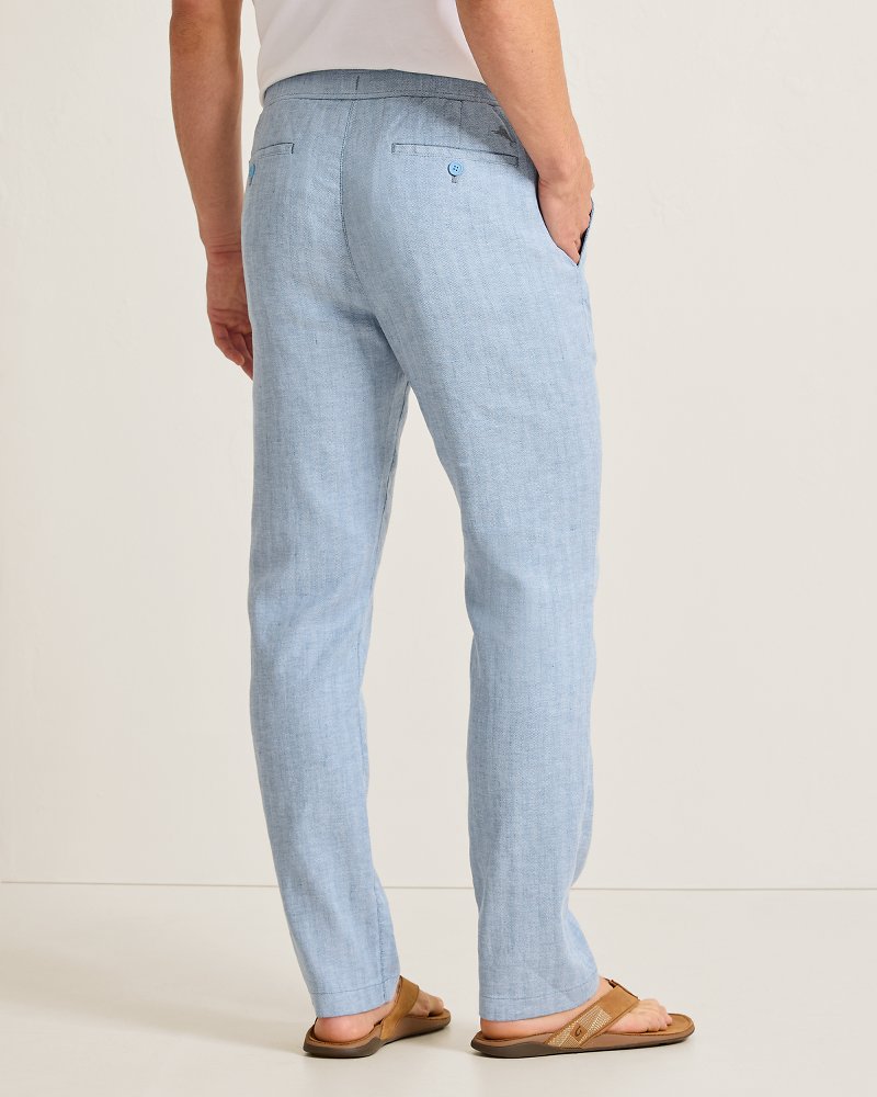 Big &amp; Tall Beach Coast Stretch-Linen E-Waist Pants - Ocean City