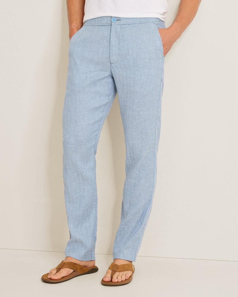 Big &amp; Tall Beach Coast Stretch-Linen E-Waist Pants - Ocean City
