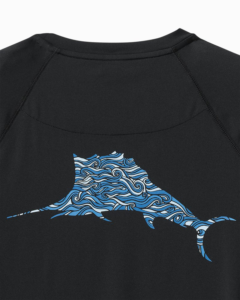Big &amp; Tall Chill Time Surf IslandZone Rash Guard - Jet Black