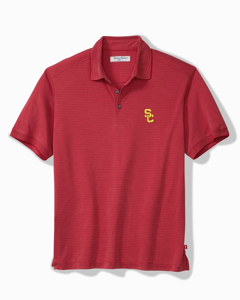 Big &amp; Tall Collegiate Bay Stripe IslandZone Polo - USC
