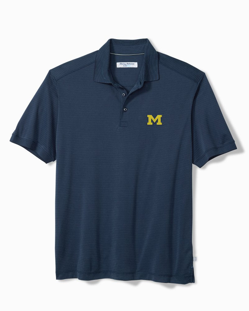 Big &amp; Tall Collegiate Bay Stripe IslandZone Polo - Michigan