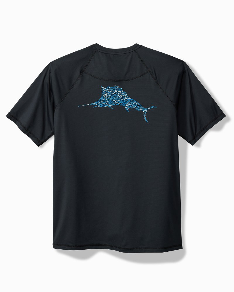 Big &amp; Tall Chill Time Surf IslandZone Short-Sleeve Rash Guard - Jet Black