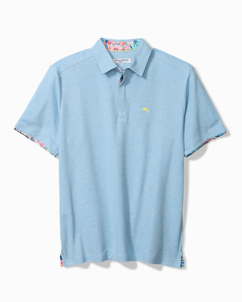 Big &amp; Tall Positano Palms Five O'Clock IslandZone Polo - Vacation Blue Heather