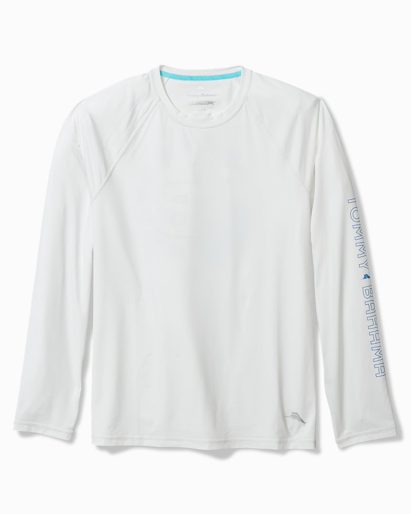 Big &amp; Tall Chill Time Tropics Crew Long-Sleeve IslandZone Shirt - White