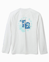 Big &amp; Tall Chill Time Tropics Crew Long-Sleeve IslandZone Shirt - White