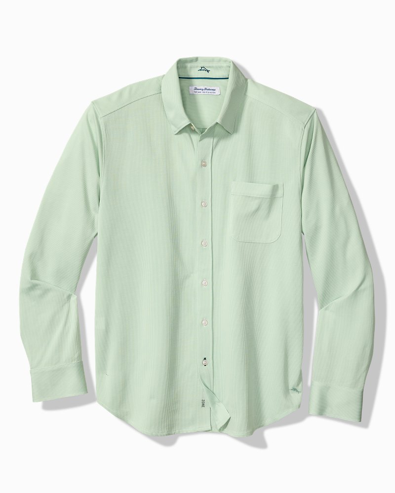 Big &amp; Tall San Lucio Sol Stripe Stretch Knit Shirt - Silky Green