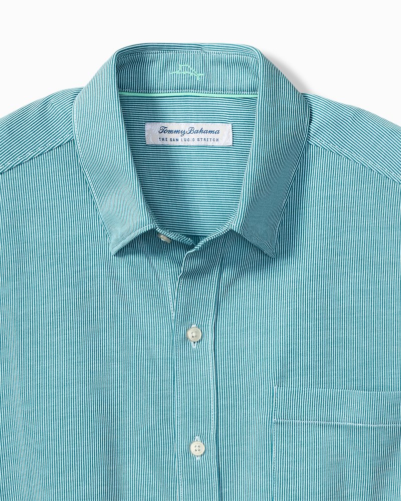 Big &amp; Tall San Lucio Sol Stripe Stretch Knit Shirt - Tourmaline Glaze